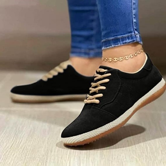 Sneakers Women Shoes Navy Pattern Canvas Shoe Casual Women Shoes Flat Lace-Up Women Platform Sneakers 